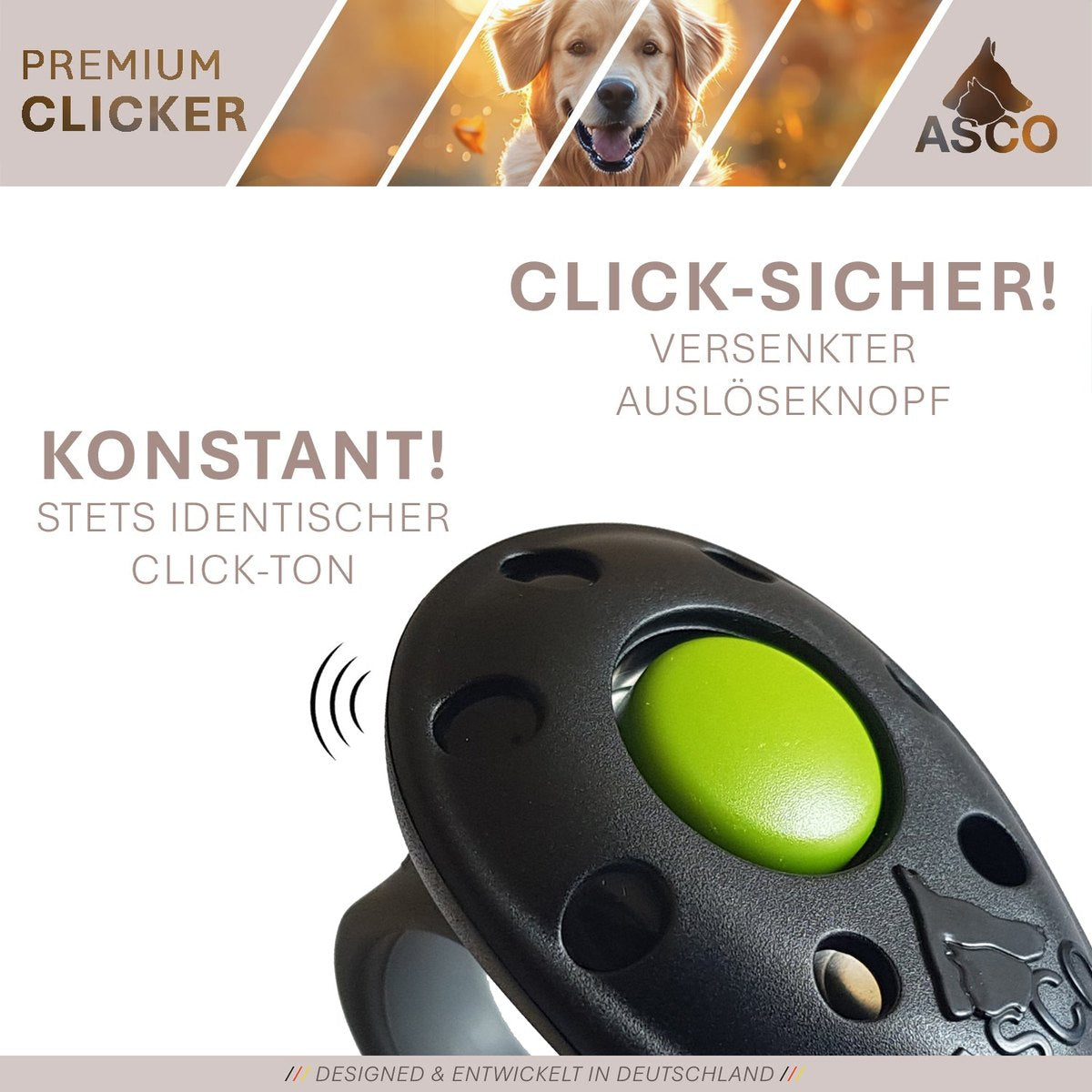 ASCO Finger Clicker – Clickertraining Premium Klicker für Hunde, Katzen, Pferde tierxxl-de