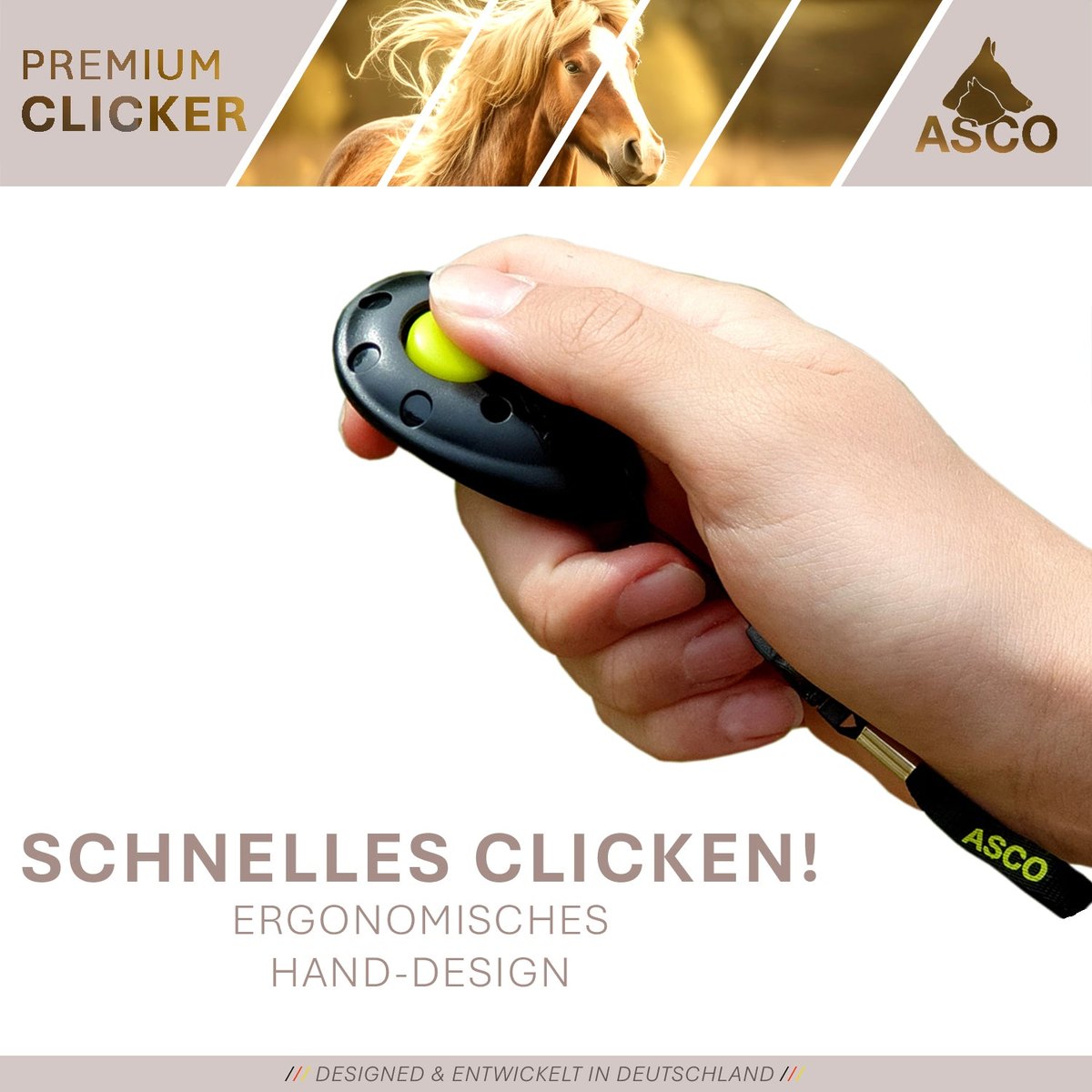 ASCO Finger Clicker – Clickertraining Premium Klicker für Hunde, Katzen, Pferde tierxxl-de