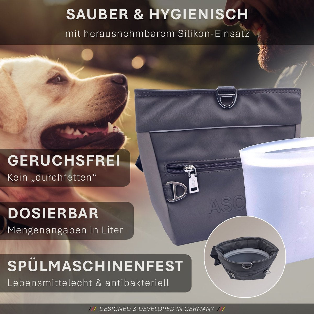 ASCO Leckerlitasche für Hunde mit Einhand-Schnappverschluss tierxxl-de