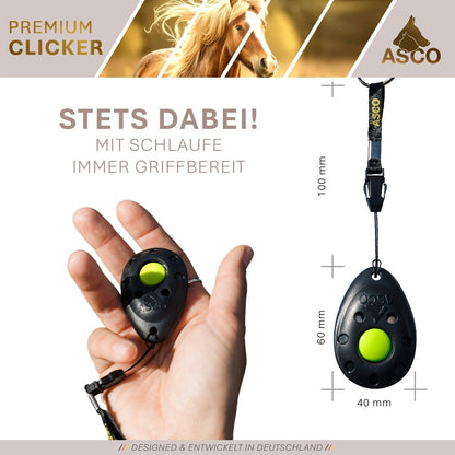 ASCO Premium Clicker – Clickertraining Profi Klicker für Hunde, Katzen, Pferde tierxxl-de