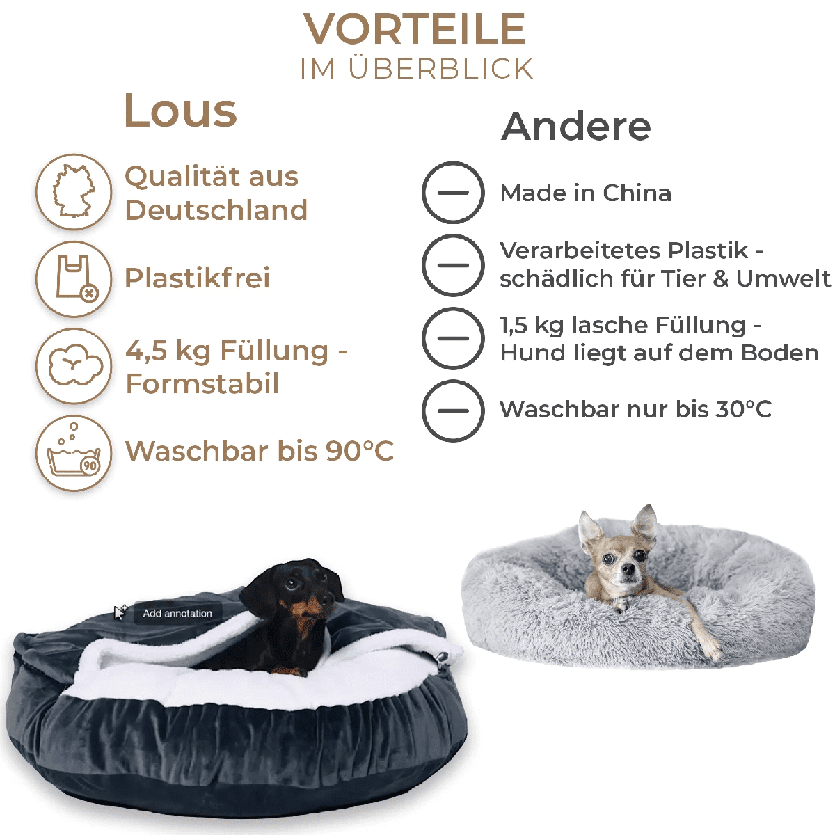 Kuscheliges Hundebett: Anti-Stress mit abnehmbarer Kuscheldecke tierxxl-de