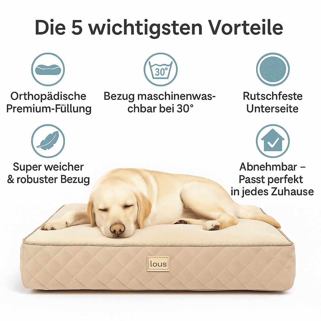 Lou's Premium Orthopädisches Hundekissen mit abnehmbarem waschbarem Bezug tierxxl-de