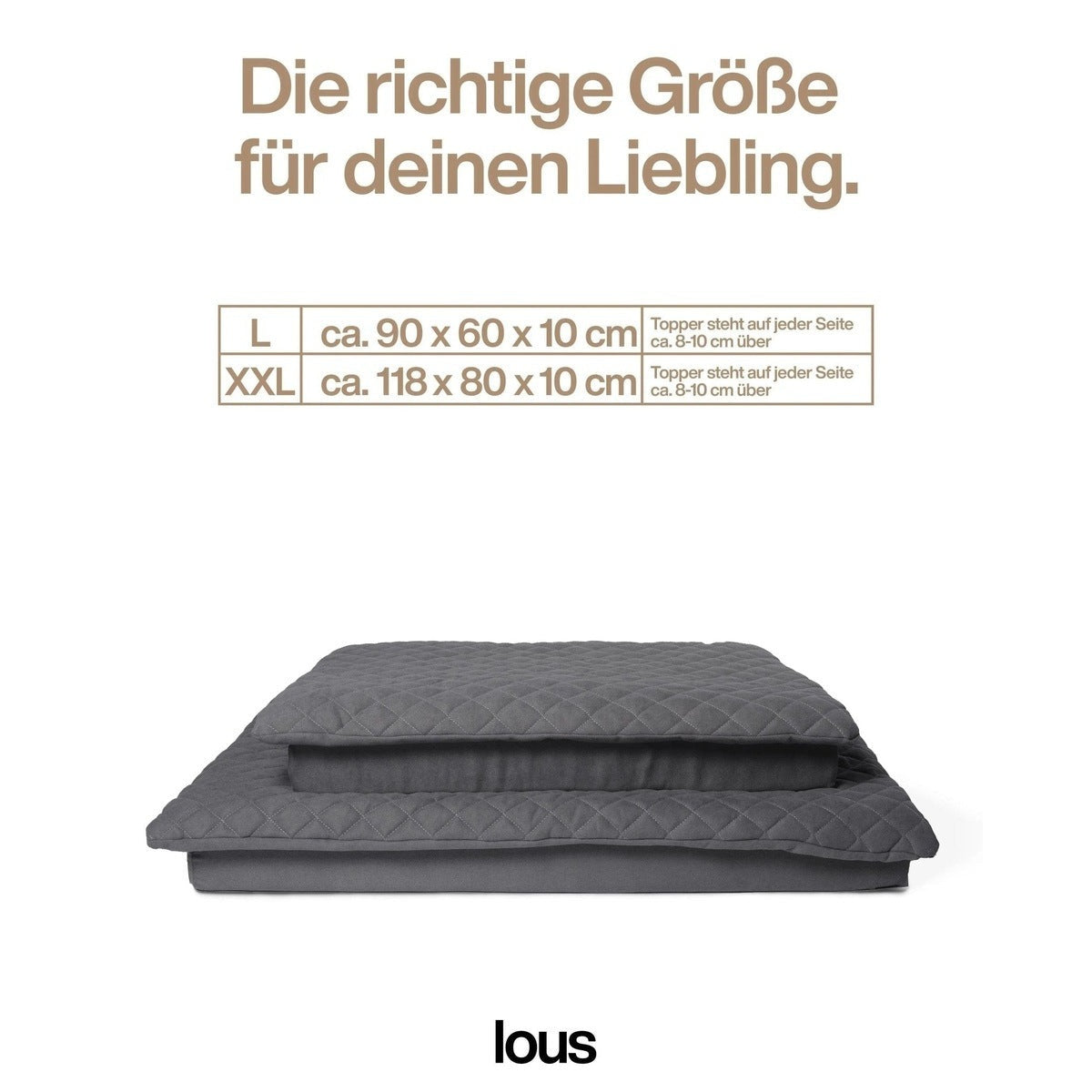 Lous 2 in 1 Hundebett mit abnehmbarem Topper für zu Hause und unterwegs. tierxxl-de