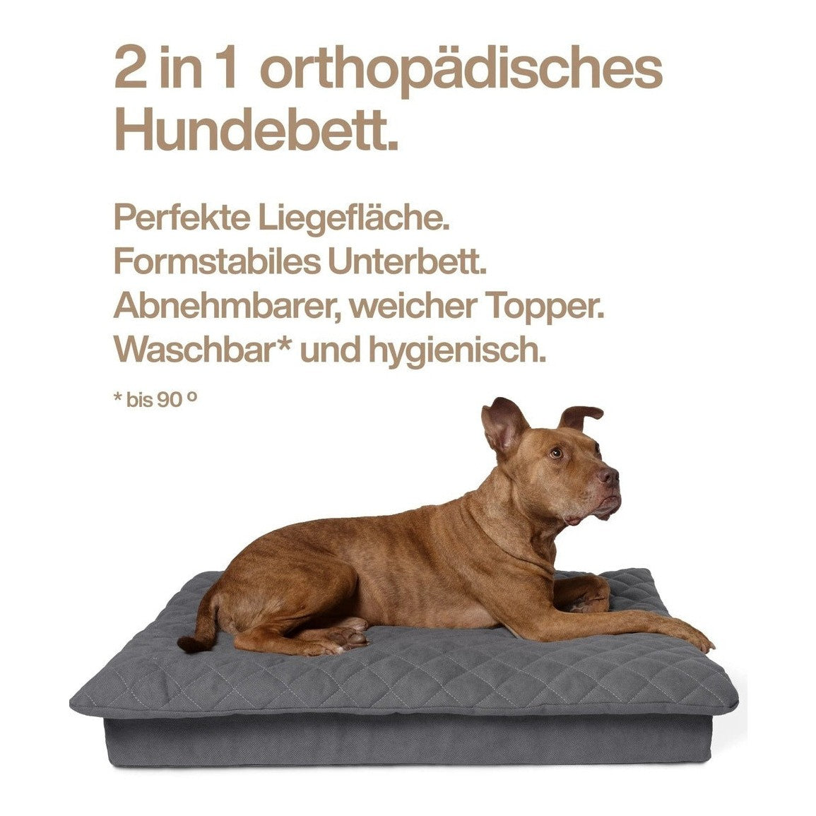 Lous 2 in 1 Hundebett mit abnehmbarem Topper für zu Hause und unterwegs. tierxxl-de