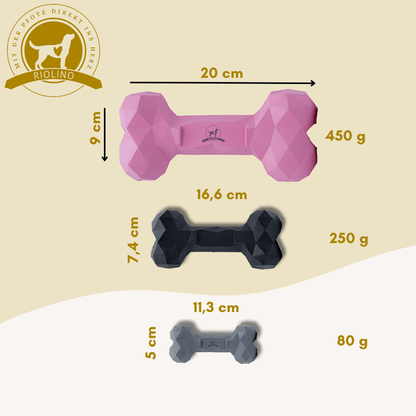 Naturkautschuk Hundespielzeug Kauknochen Diamond Bone Black tierxxl-de