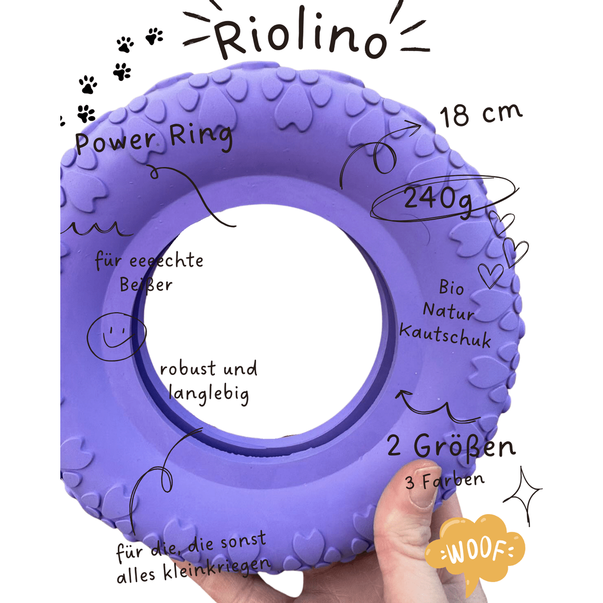 Riolino Robuster Hundespielzeug-Kauring für starke Kauer Velvet tierxxl-de