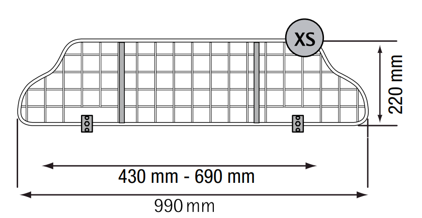 Grille pour chien Kleinmetall TraficGard taille XS, crash-testée selon UN-R126